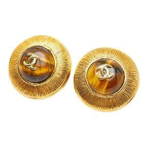 Chanel Cc Logo Round Clip-On Earrings #256871C58B